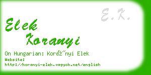 elek koranyi business card